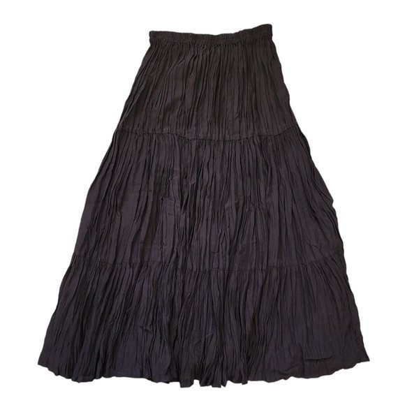 Double D Ranch Brown Ruched Maxi Skirt Long Broom Medium - Picture 1 of 4